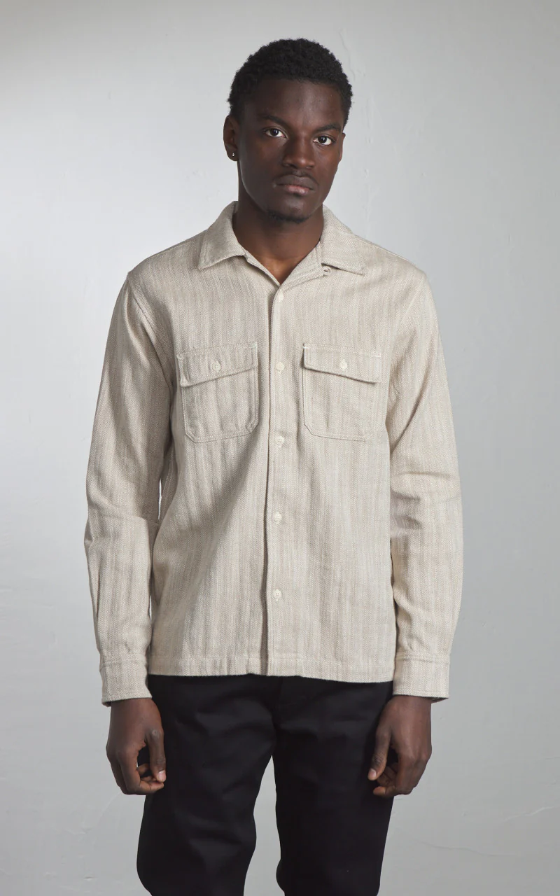 Camp Shirt HBT Cotton/Linen Ecru - Image 2