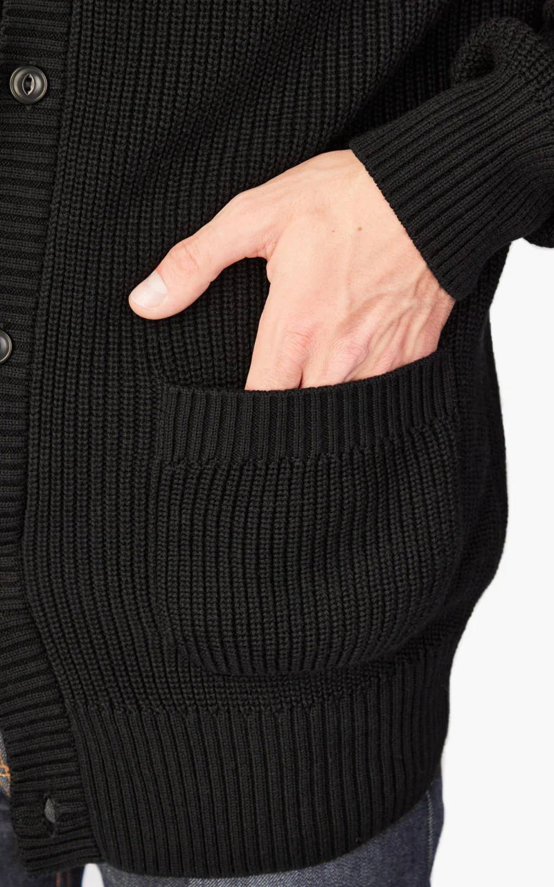 3sixteen Cotton Collared Cardigan Black - Image 3