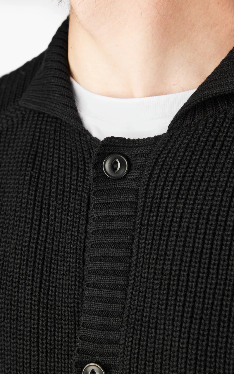 3sixteen Cotton Collared Cardigan Black - Image 4