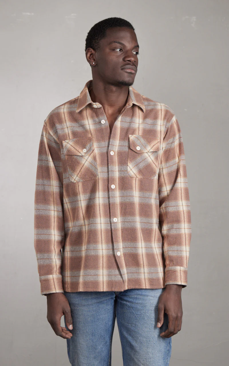 Crosscut Flannel Check Tobacco/Ecru Brush - Image 2