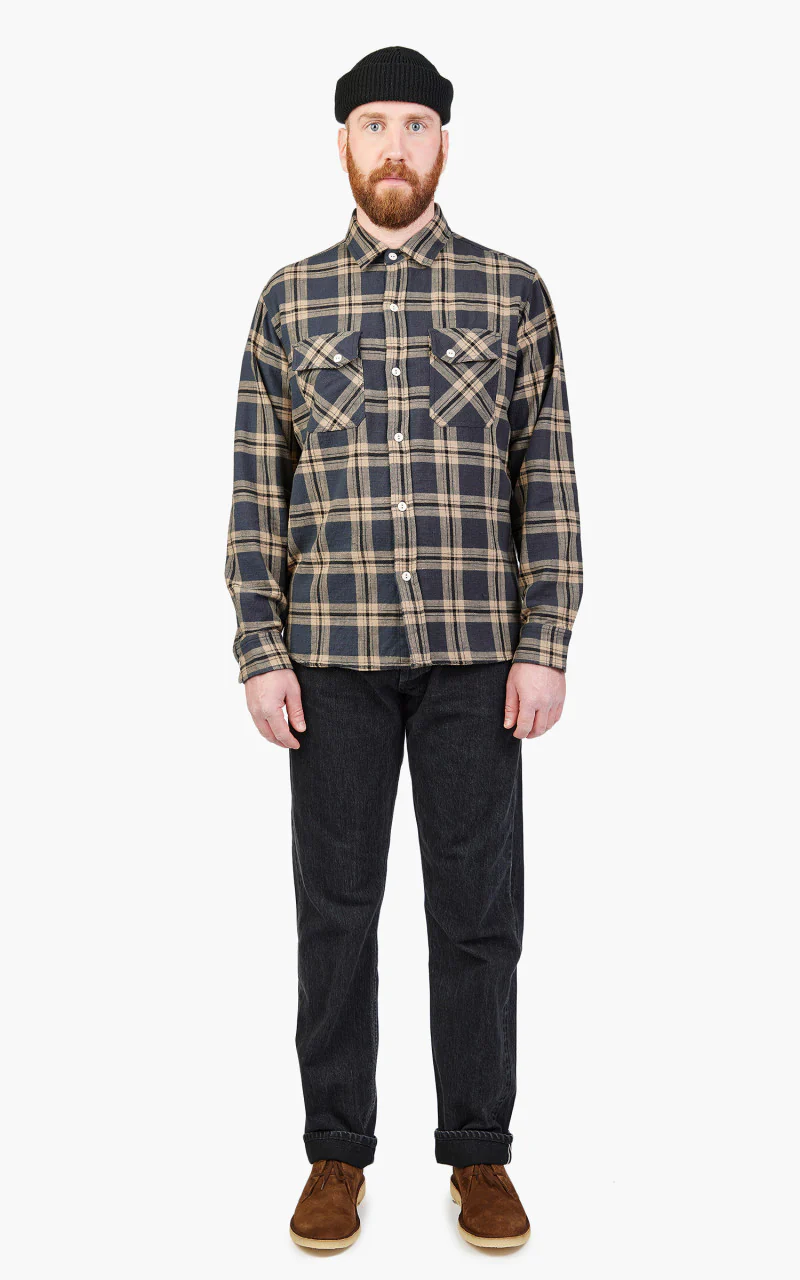 3sixteen Crosscut Flannel Shirt Slate Slub Check - Image 2