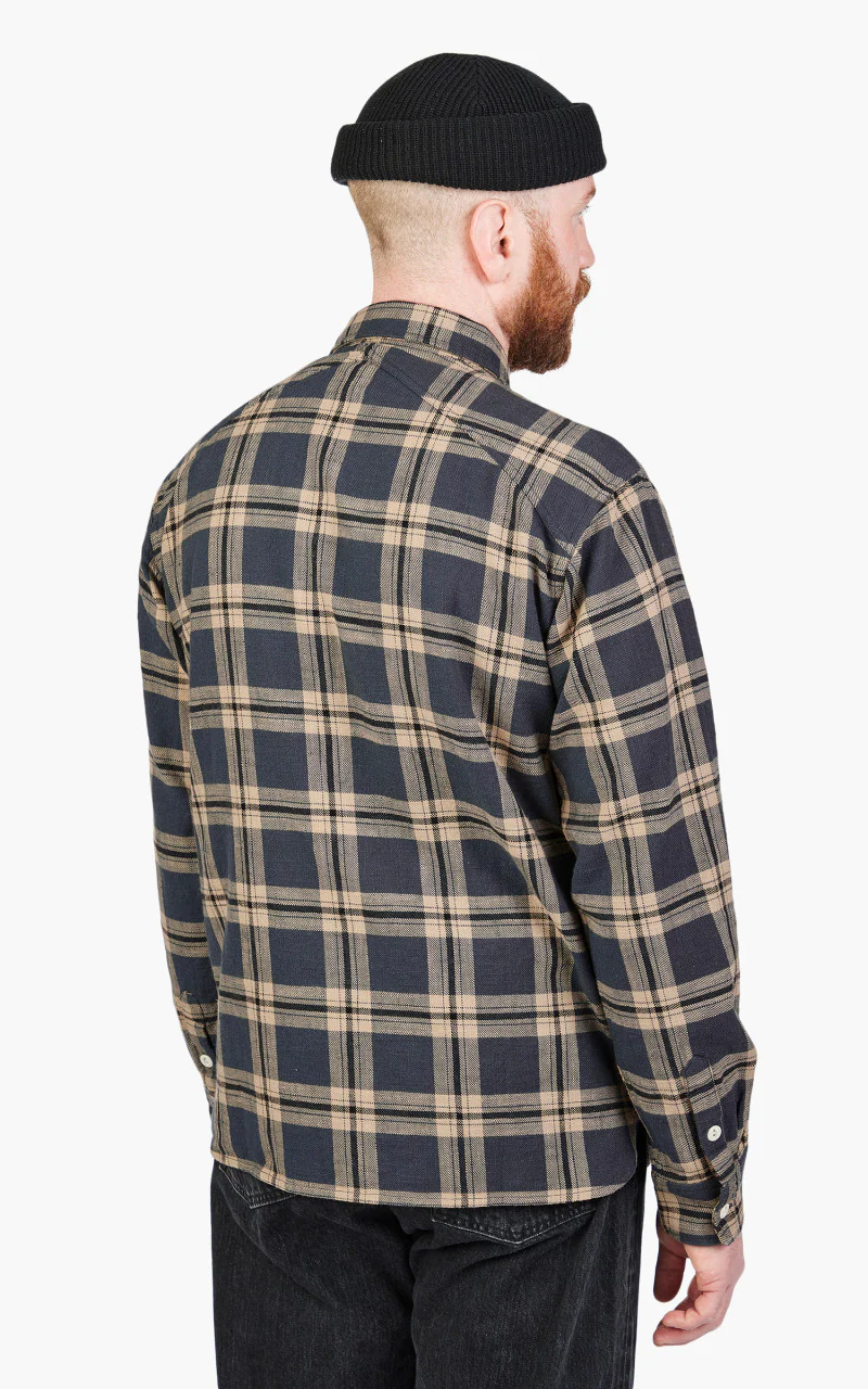 3sixteen Crosscut Flannel Shirt Slate Slub Check - Image 4