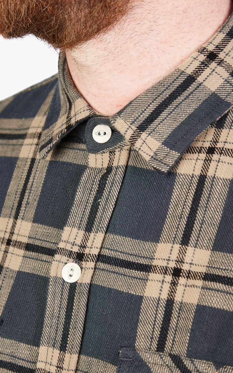 3sixteen Crosscut Flannel Shirt Slate Slub Check - Image 6