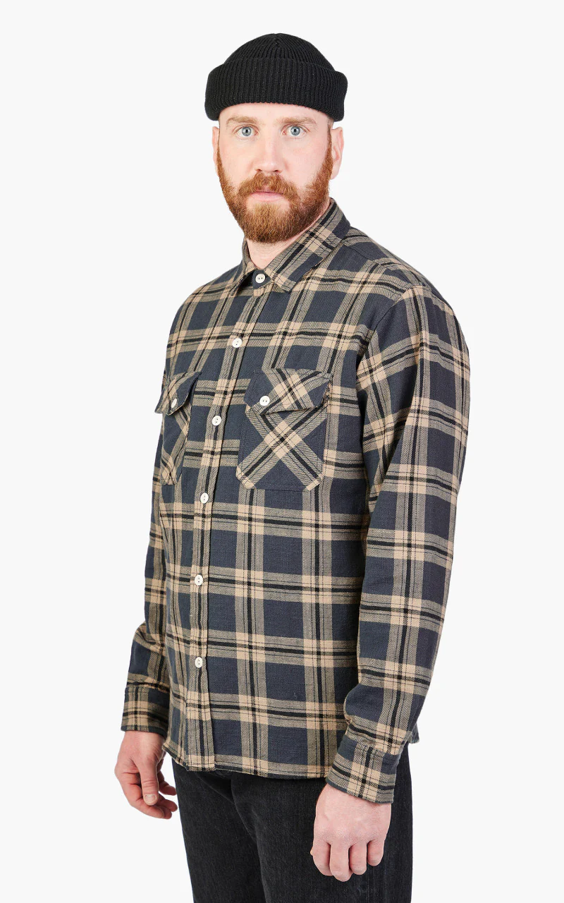 3sixteen Crosscut Flannel Shirt Slate Slub Check - Image 7