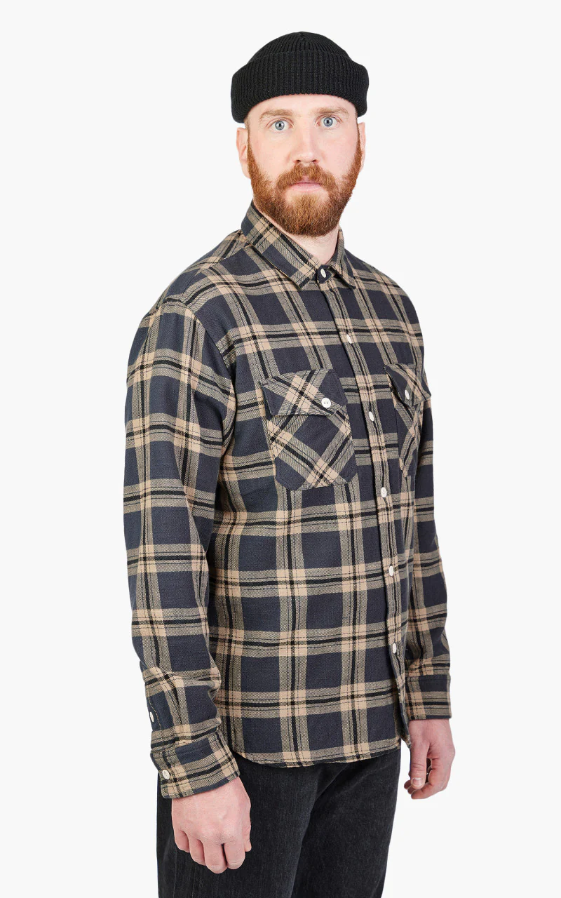 3sixteen Crosscut Flannel Shirt Slate Slub Check - Image 8
