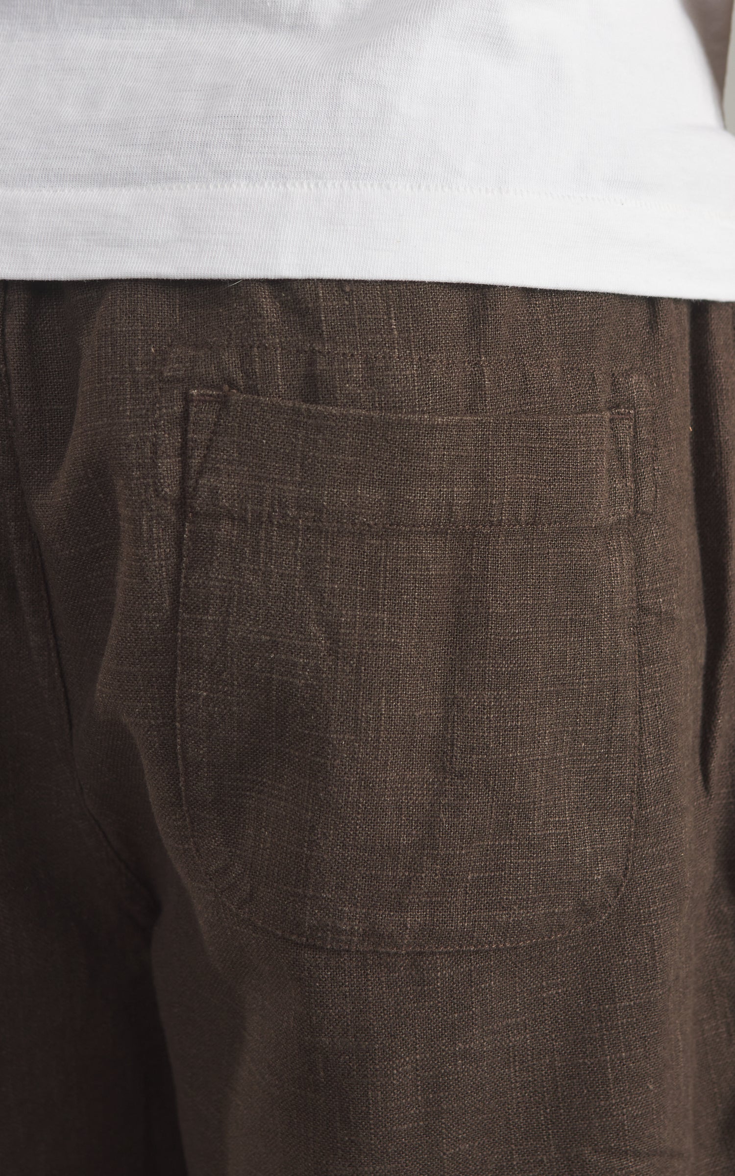3sixteen Drawstring Short Linen Chocolate - Image 6
