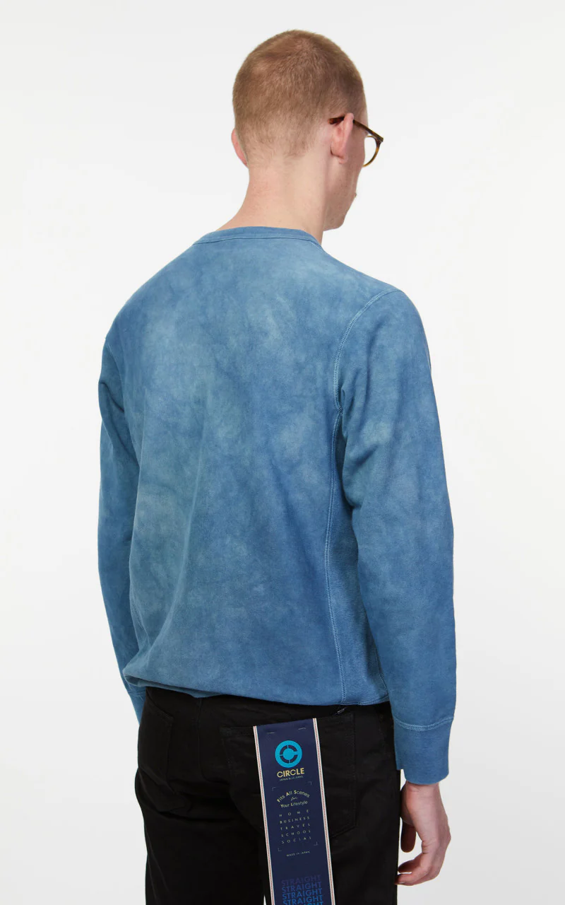 3sixteen French Terry Crewneck Natural Indigo Crumple Dye - Image 6