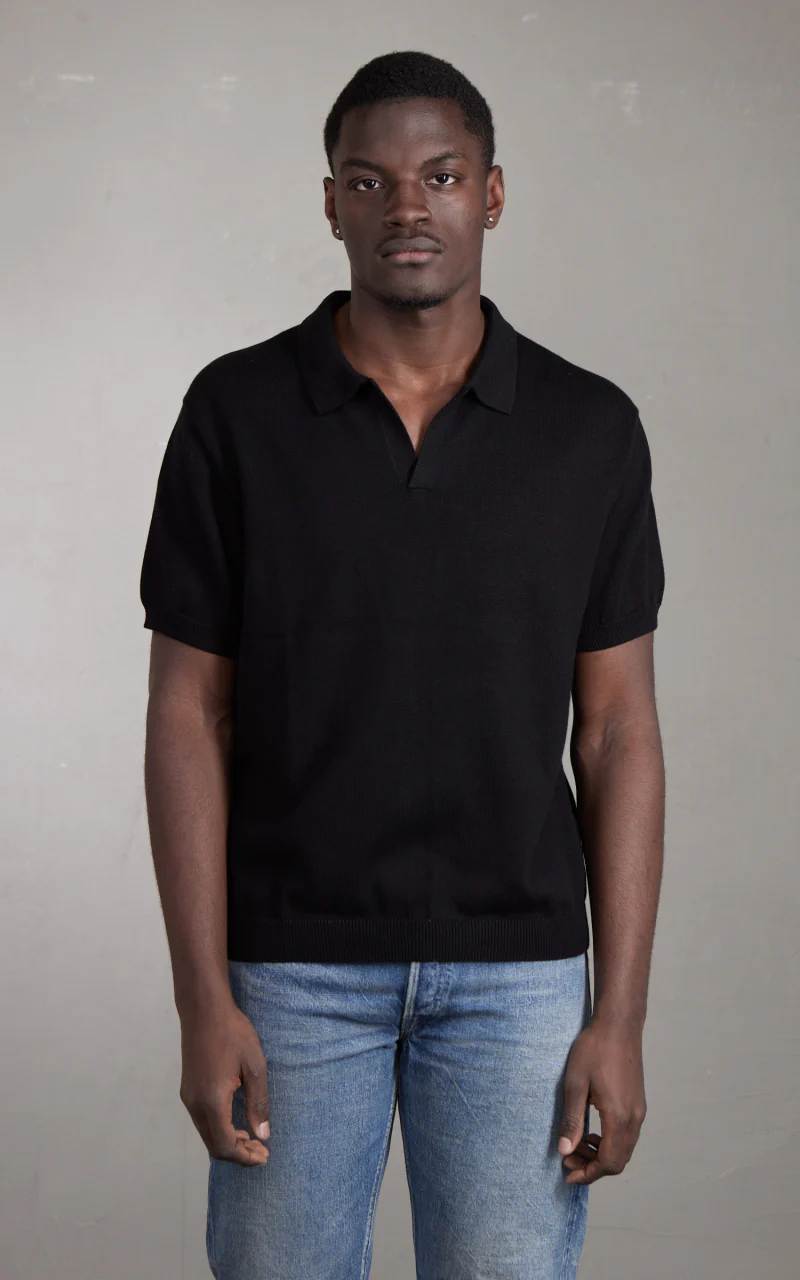 Knit Polo Pima Cotton Black - Image 2