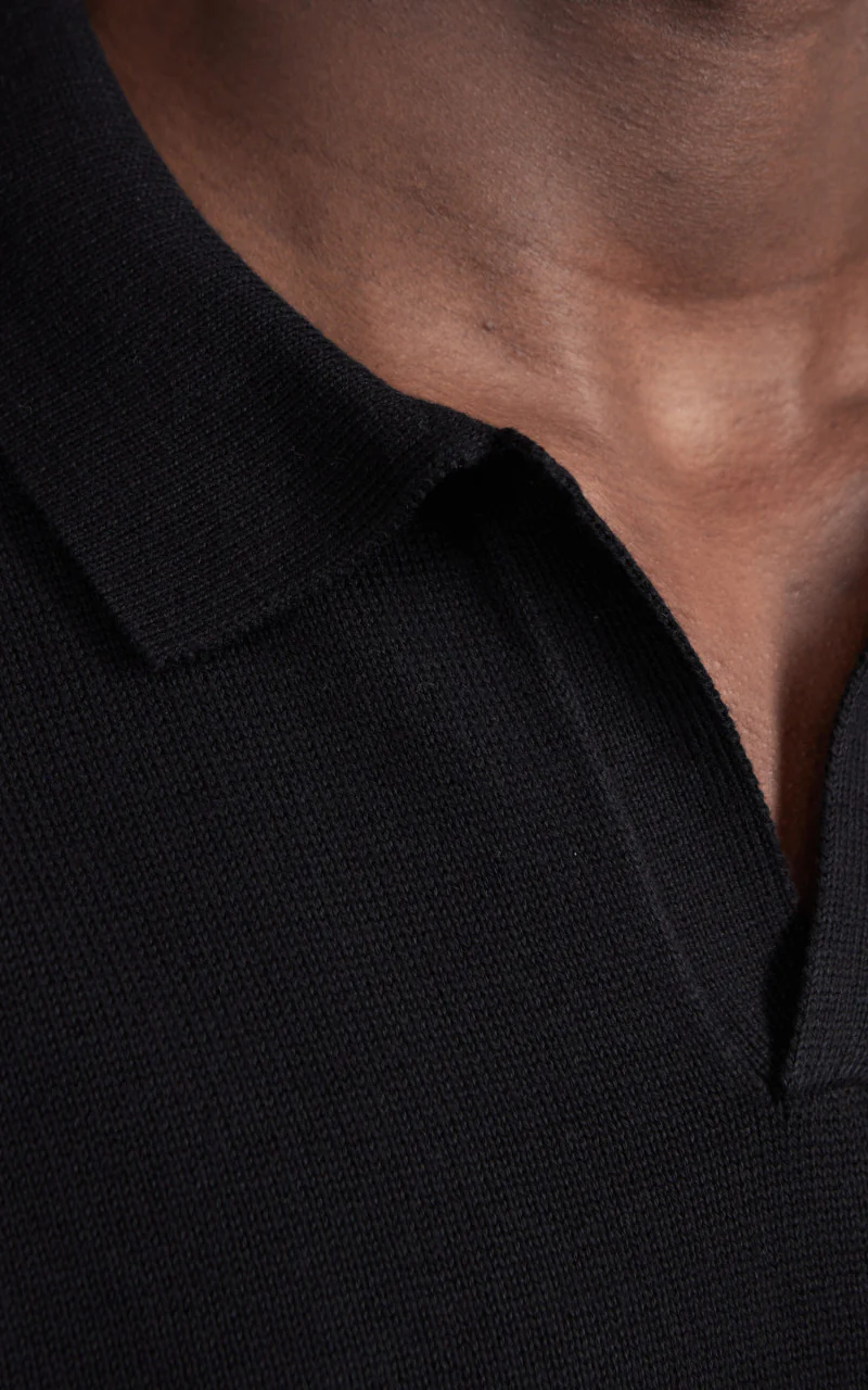 Knit Polo Pima Cotton Black - Image 4