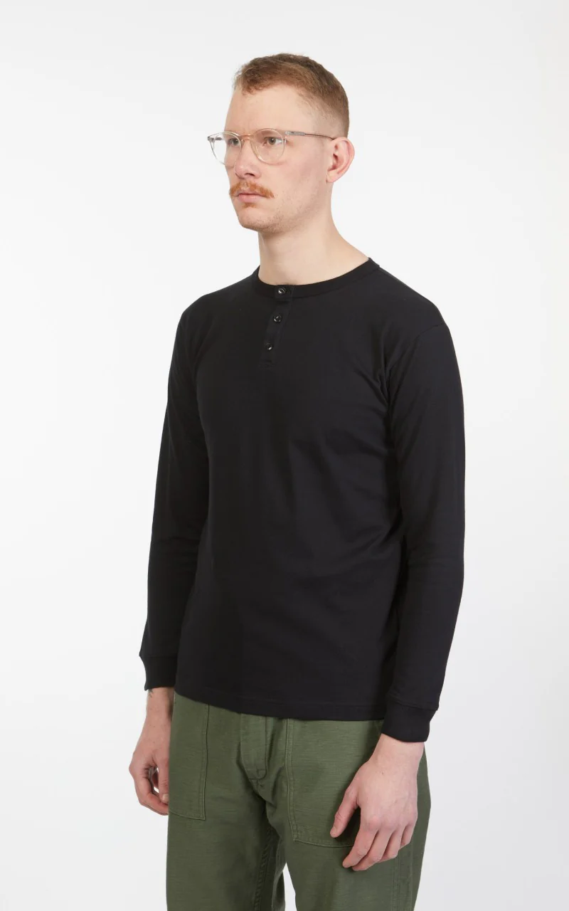 3sixteen Long Sleeve Henley Black - Image 4