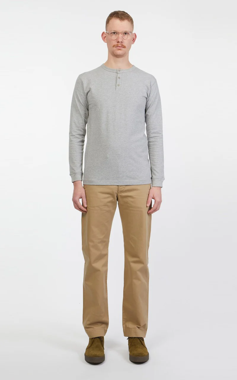 3sixteen Long Sleeve Henley Heather Grey - Image 2