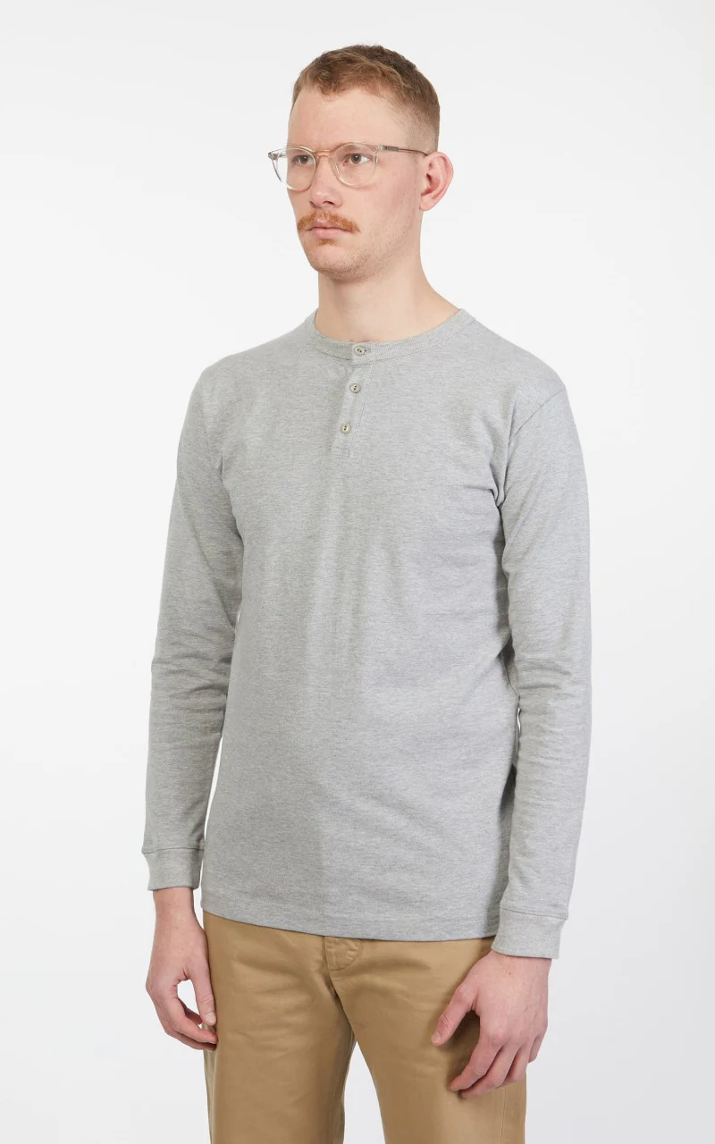 3sixteen Long Sleeve Henley Heather Grey - Image 4