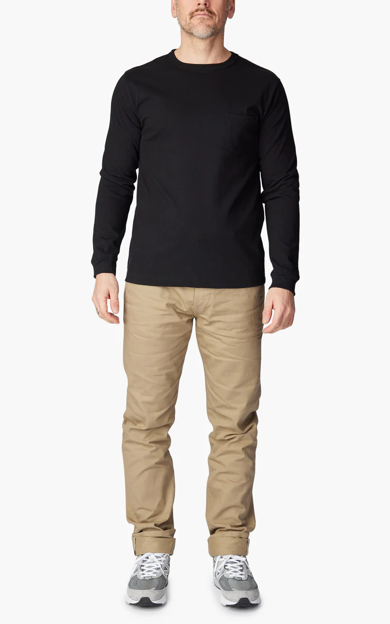 3sixteen Long Sleeve Pocket T-Shirt Black - Image 2
