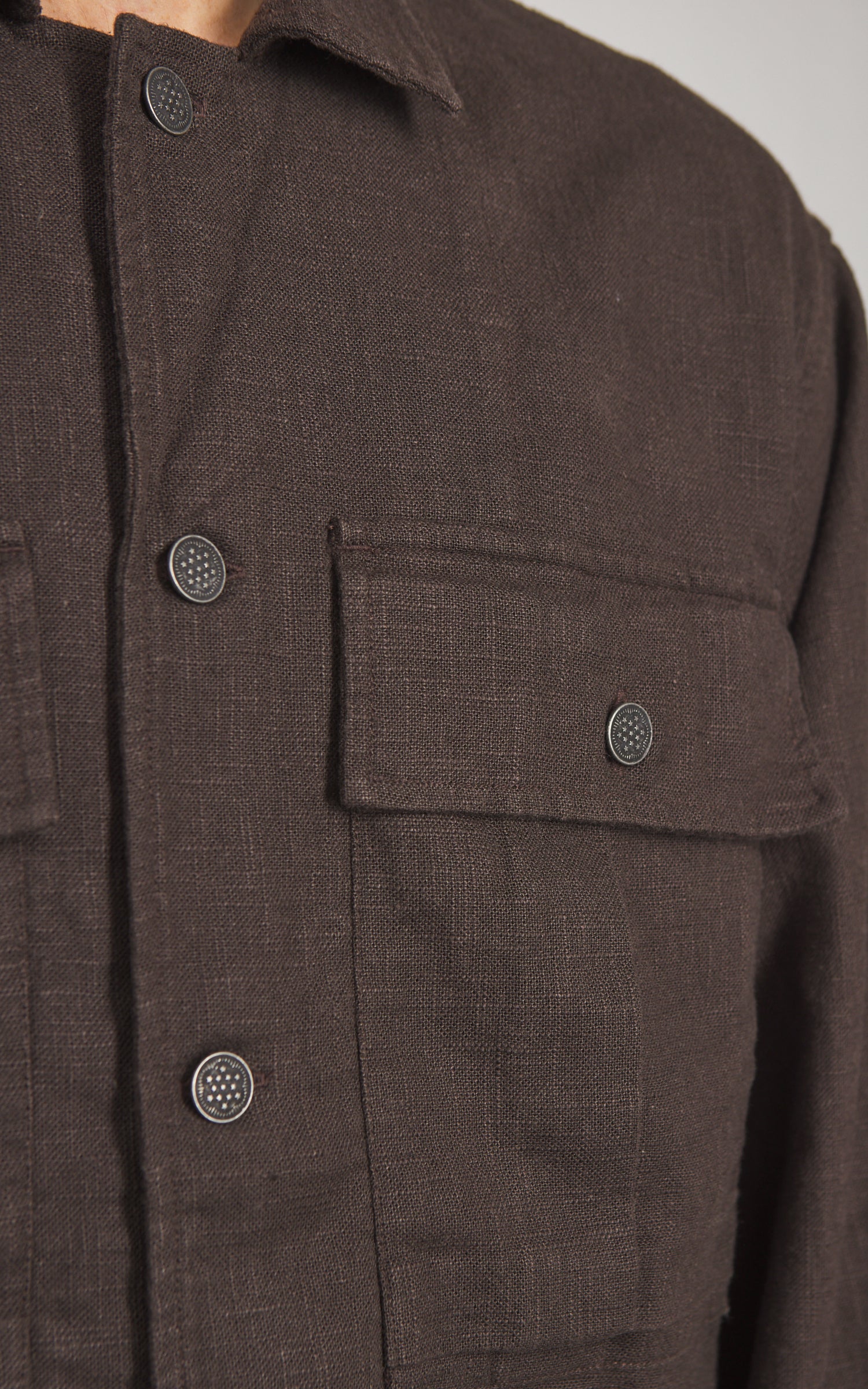 3sixteen M43 Overshirt Linen Chocolate - Image 4