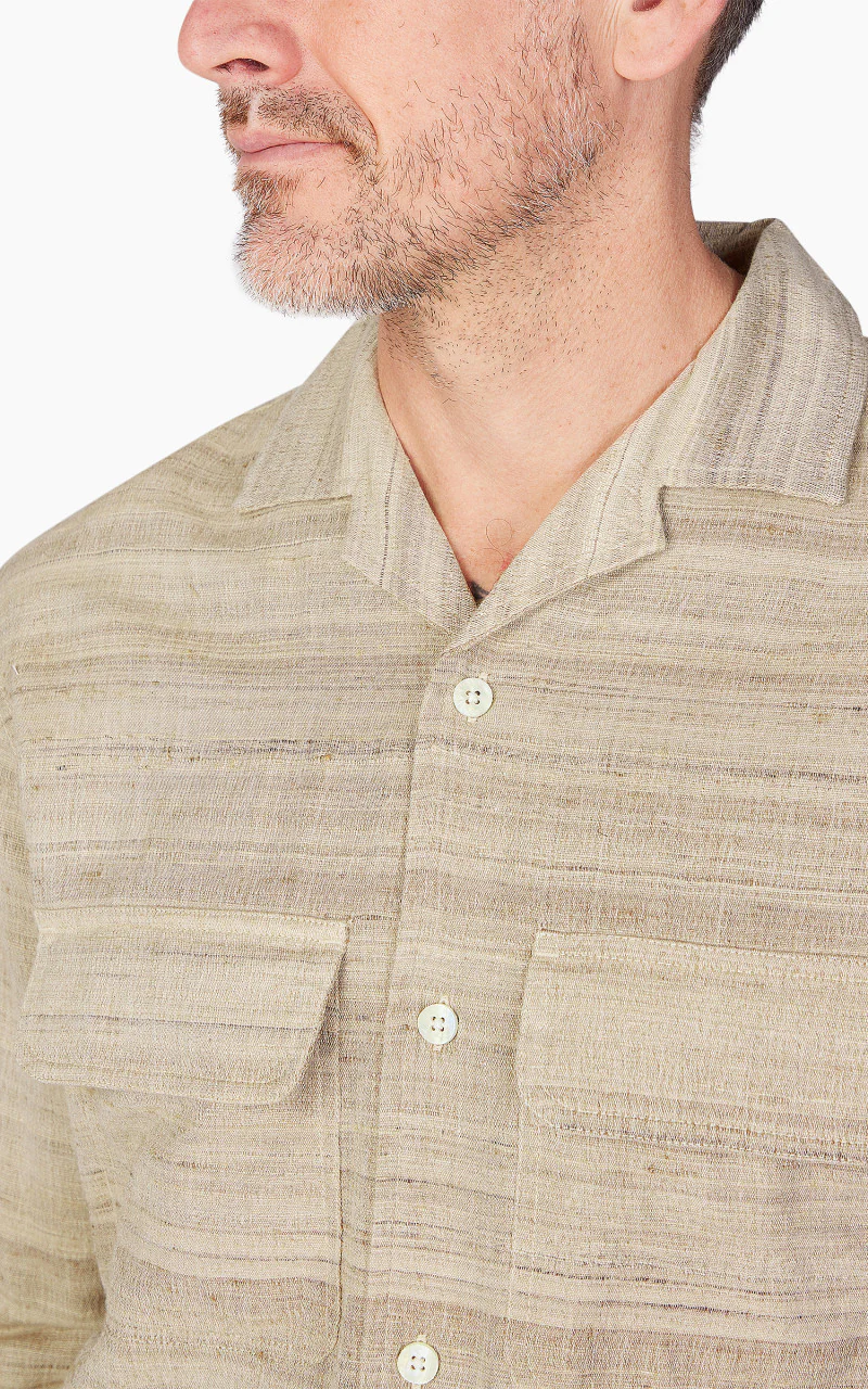 3sixteen Open Collar Shirt Travertine Handloom Silk - Image 4