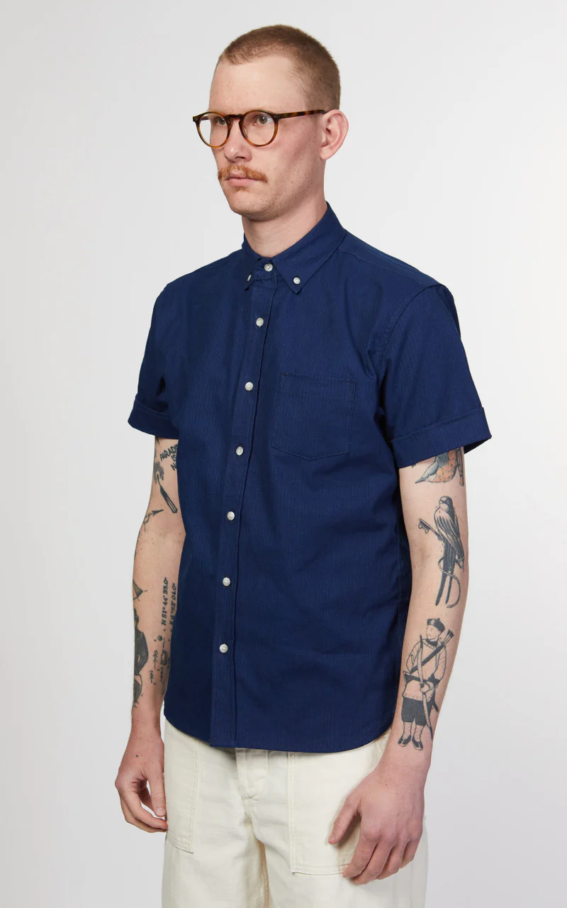 3sixteen Short Sleeve Button Down Shirt Sashiko Indigo - Image 4