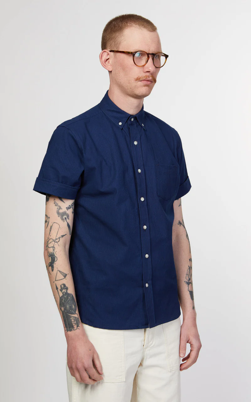 3sixteen Short Sleeve Button Down Shirt Sashiko Indigo - Image 5