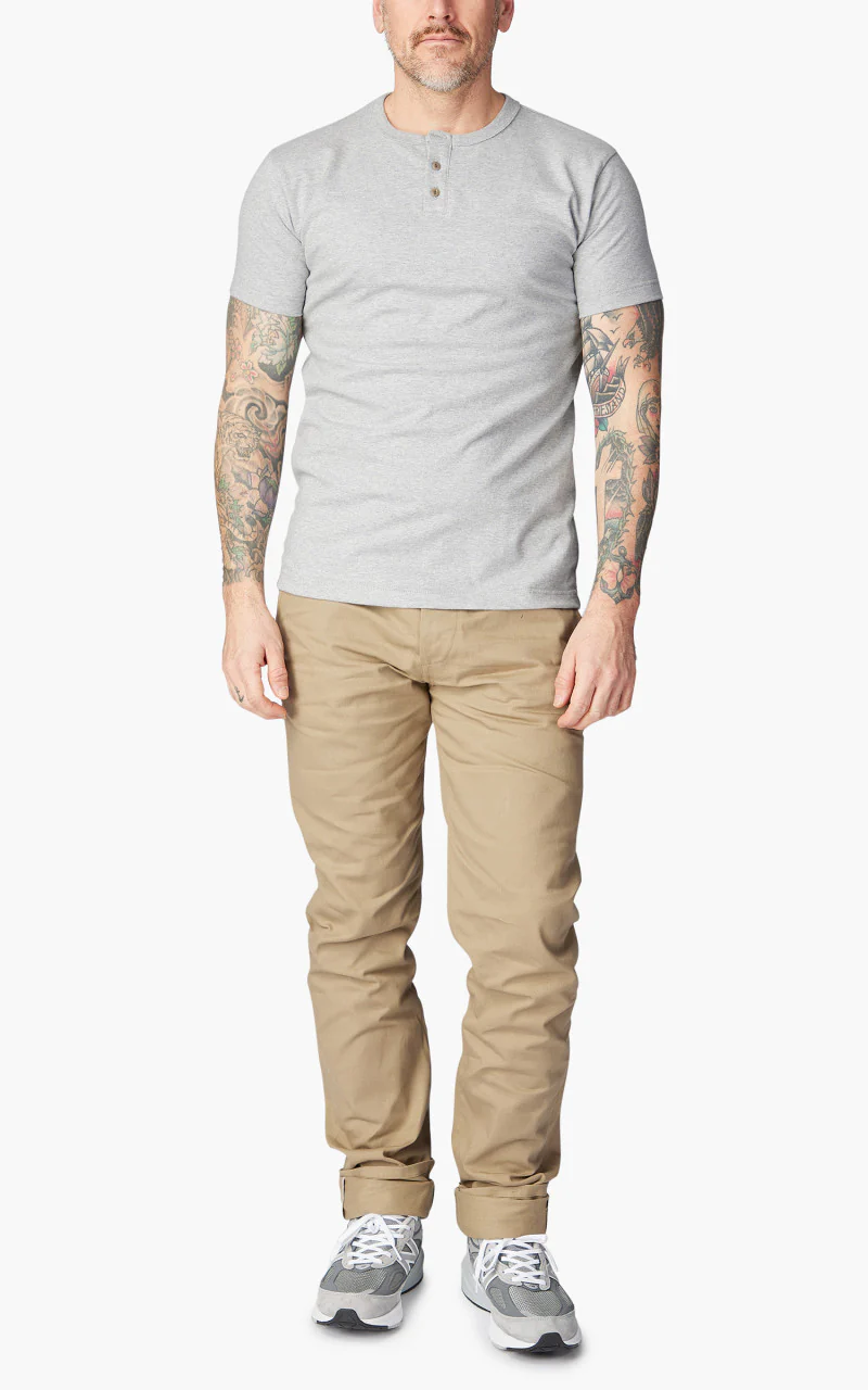 3sixteen Short Sleeve Henley Heather Grey - Image 2