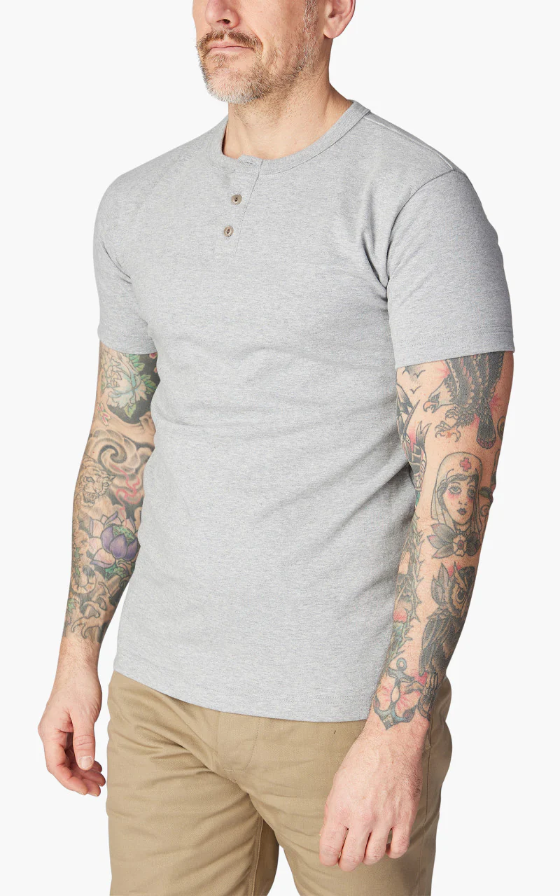 3sixteen Short Sleeve Henley Heather Grey - Image 4