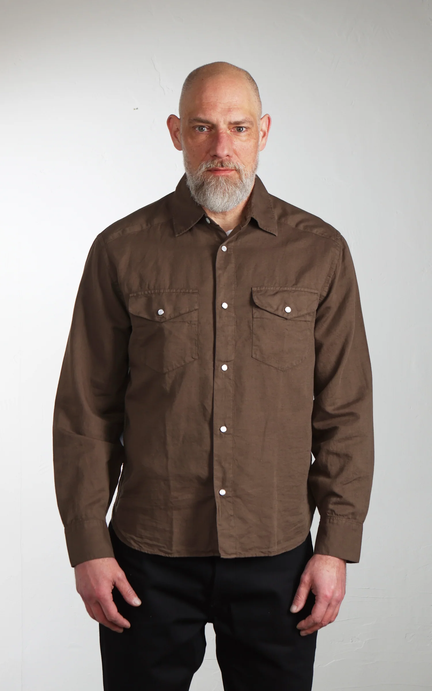 3sixteen Snap Western Shirt Garment Dye Mocha - Image 2