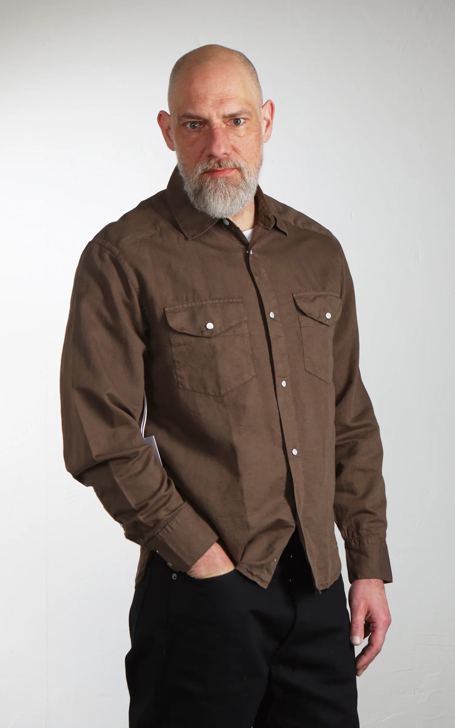 3sixteen Snap Western Shirt Garment Dye Mocha - Image 3