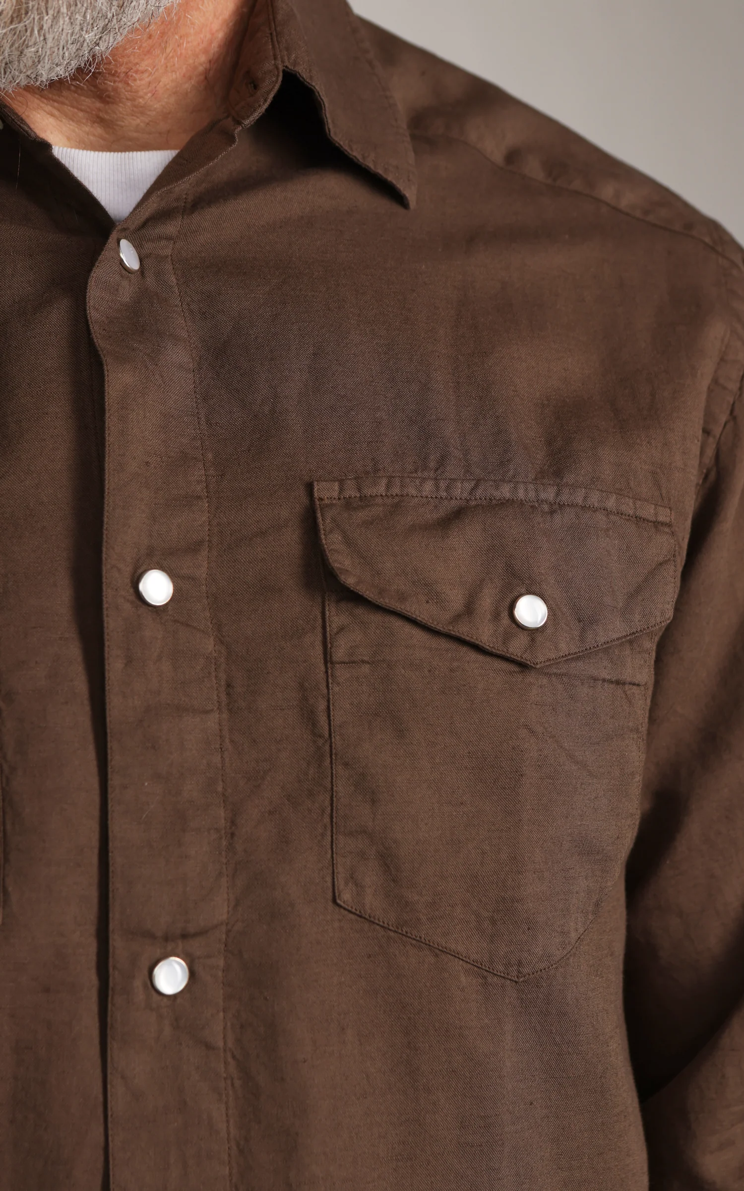 3sixteen Snap Western Shirt Garment Dye Mocha - Image 5