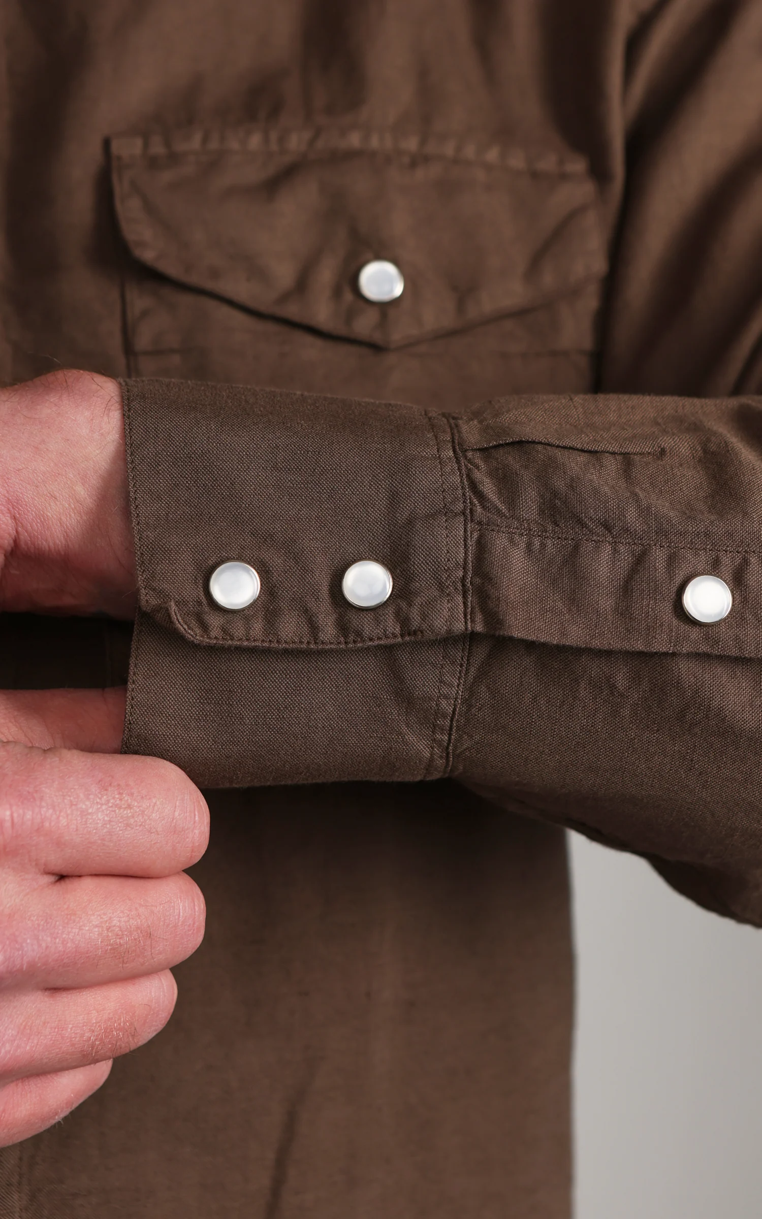 3sixteen Snap Western Shirt Garment Dye Mocha - Image 6