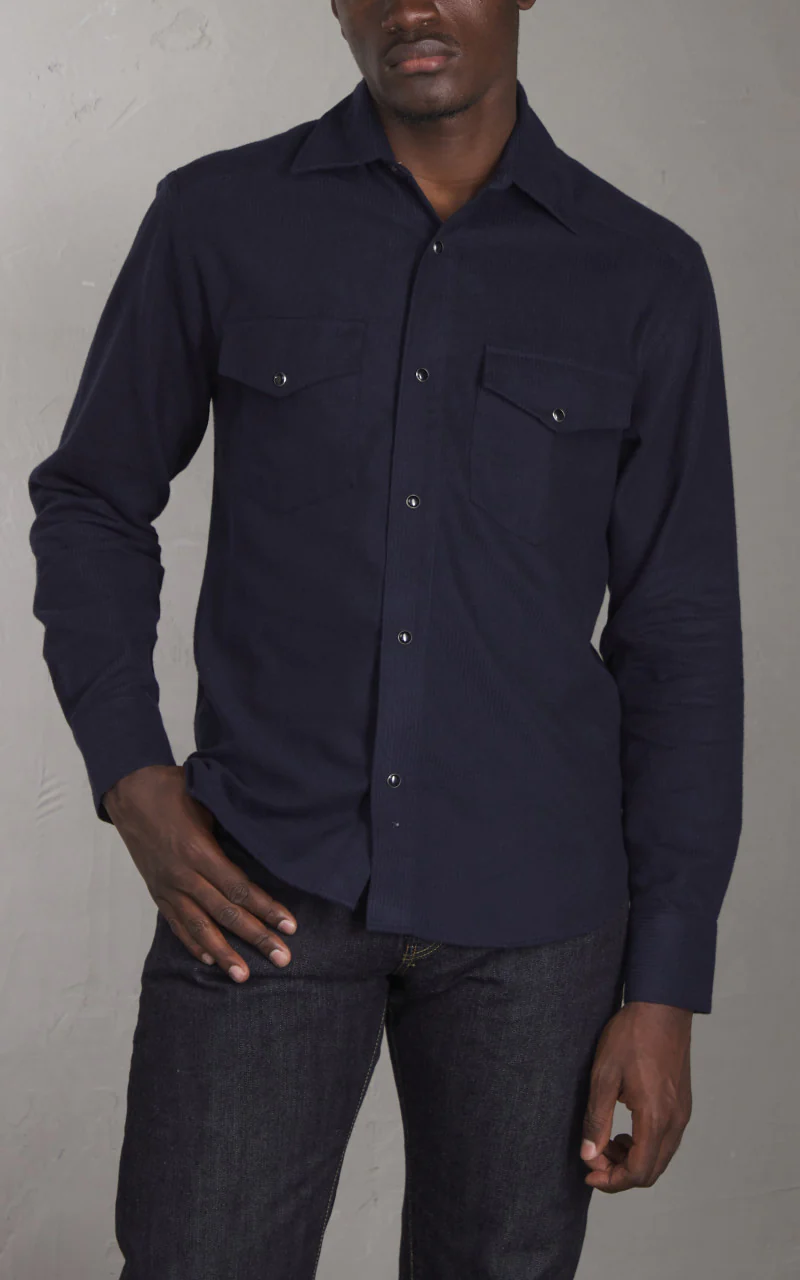 3sixteen Snap Western Shirt Midnight Shadow Stripe - Image 2