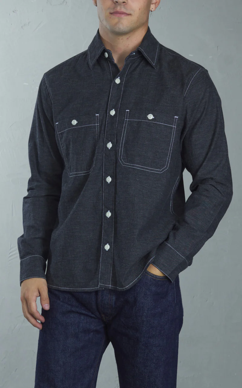 3sixteen Utility Shirt Chambray Black - Image 3