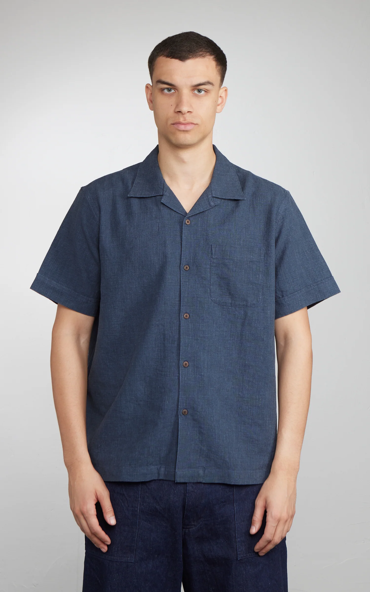 3sixteen Vacation Shirt Blue Linen - Image 2