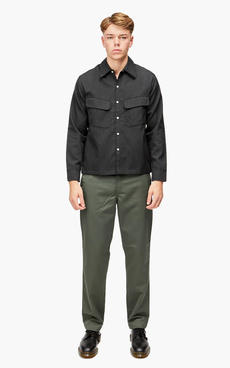 3sixteen Western Overshirt Wool Gabardine Charcoal - Image 2
