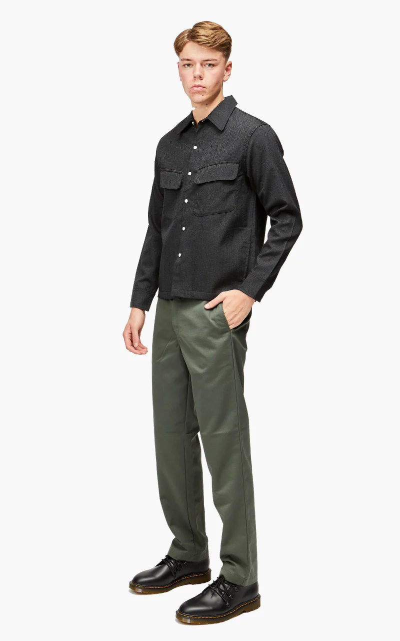 3sixteen Western Overshirt Wool Gabardine Charcoal - Image 3