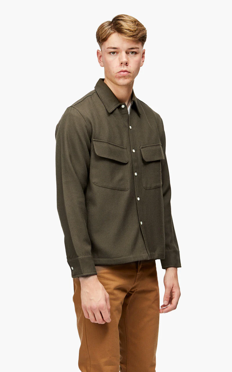3sixteen Western Overshirt Wool Gabardine Forest - Image 6