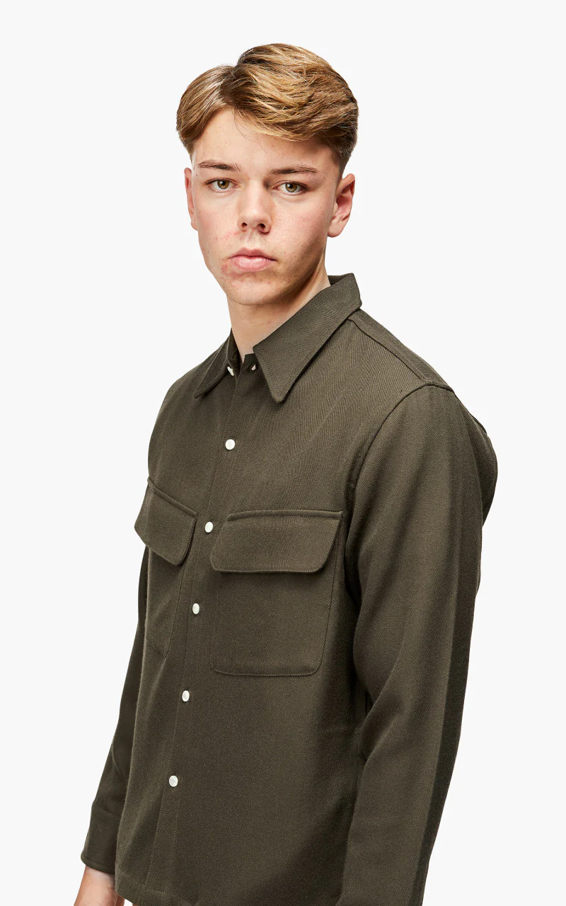 3sixteen Western Overshirt Wool Gabardine Forest - Image 7