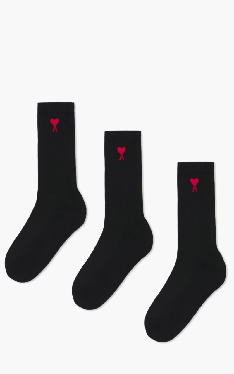AMI Paris 3-Pack ADC Socks Black - Image 3