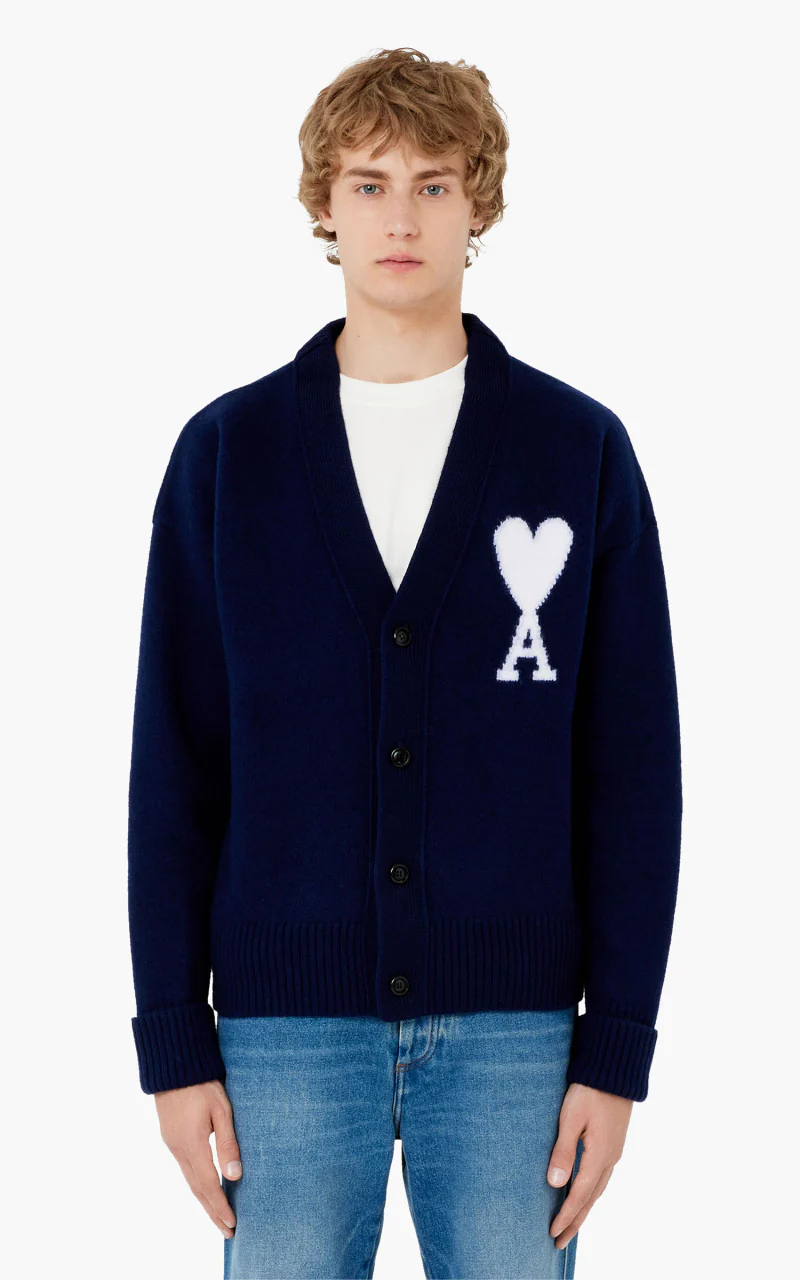 AMI Paris ADC Cardigan Nautic Blue/White - Image 2