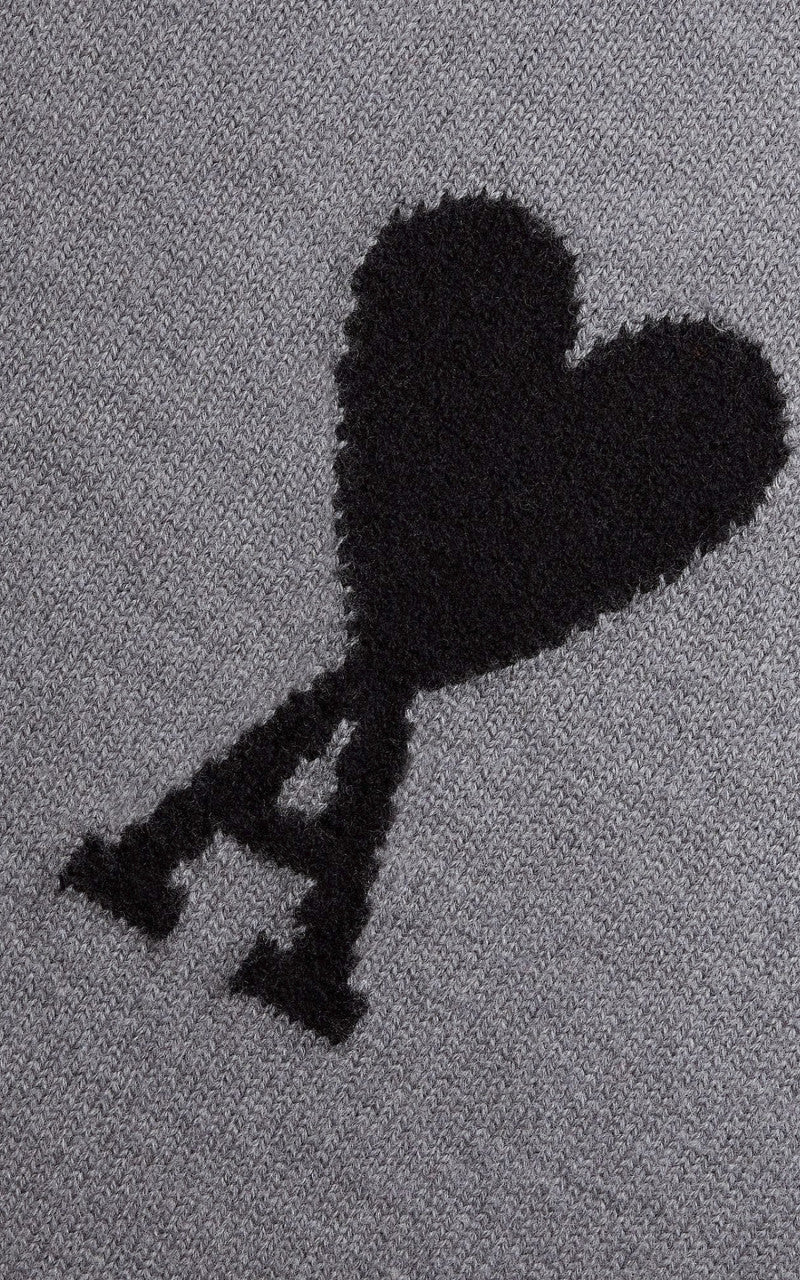 AMI Paris ADC Crewneck Sweater Knit Wool Grey/Black - Image 3