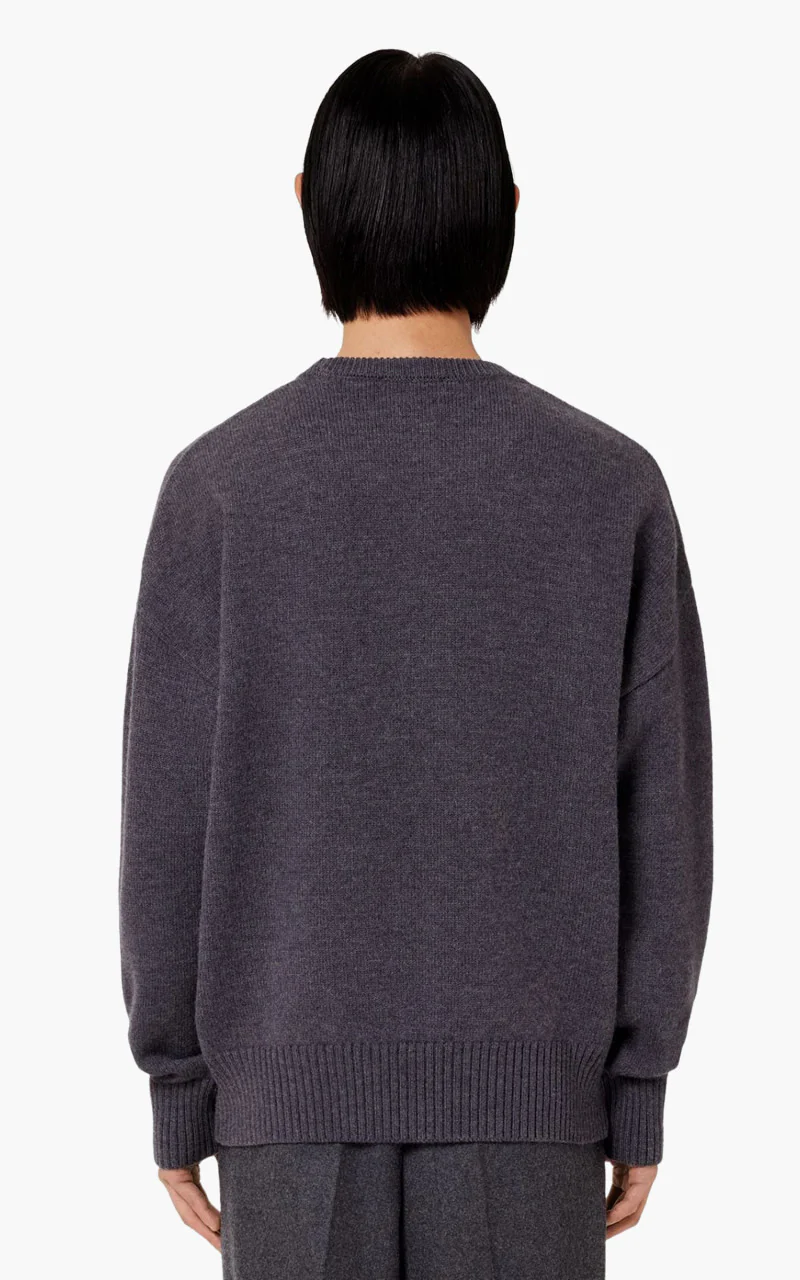 AMI Paris ADC Crewneck Sweater Knit Wool Grey/Red - Image 4