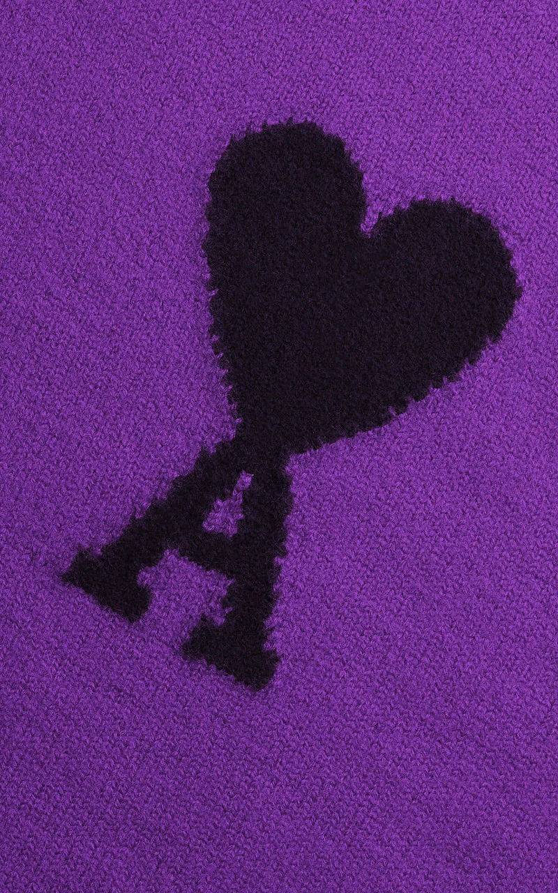AMI Paris ADC Crewneck Sweater Knit Wool Purple/Black - Image 2