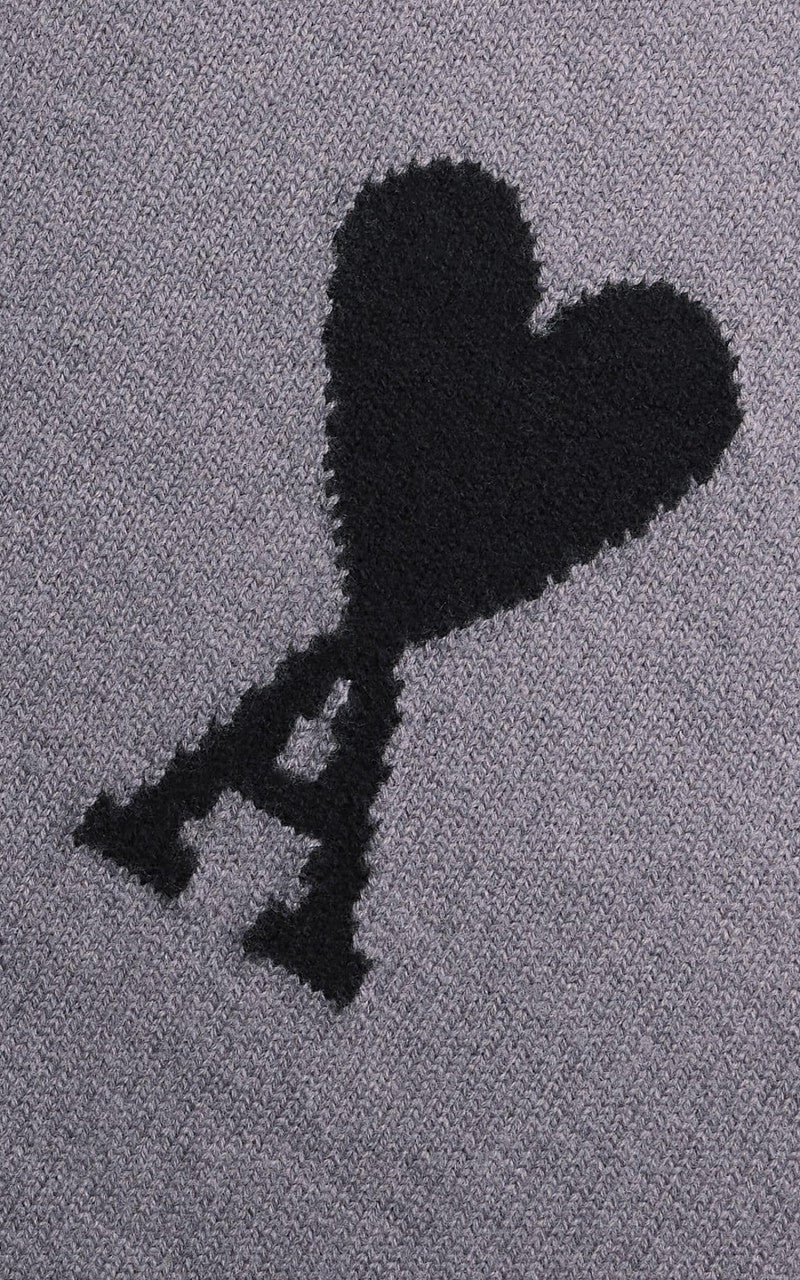 AMI Paris ADC Funnel Neck Sweater Knit Wool Grey/Black - Image 3