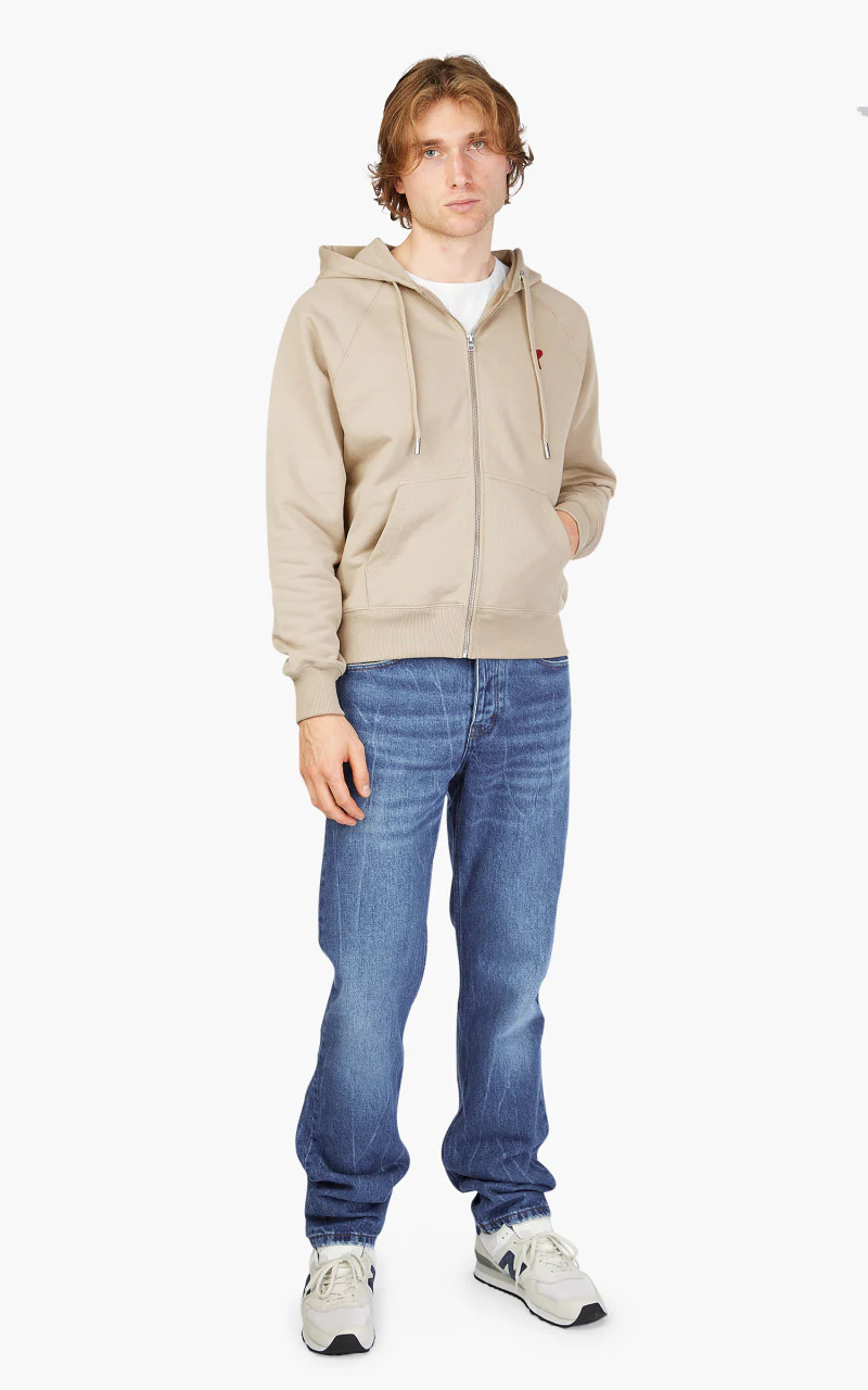 AMI Paris ADC Zipped Hoodie Champagne - Image 2