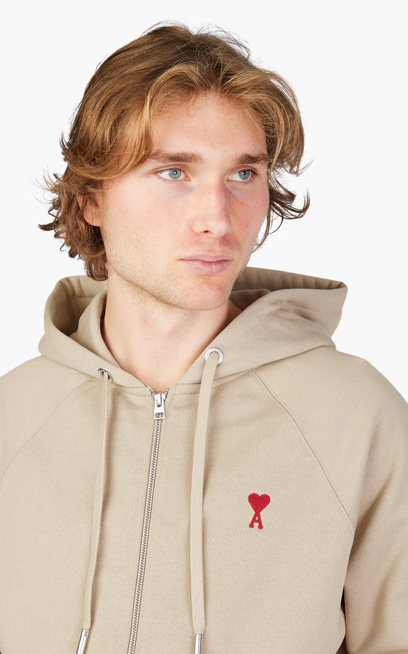 AMI Paris ADC Zipped Hoodie Champagne - Image 5