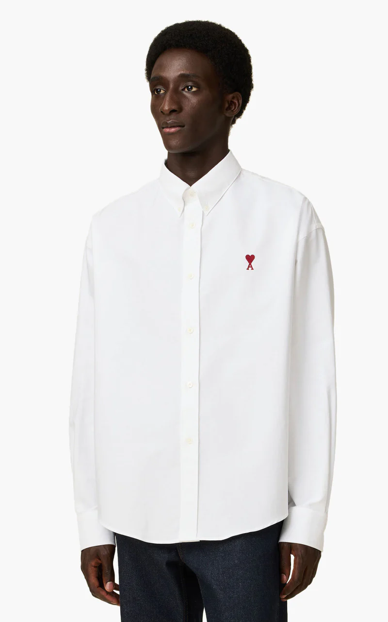 AMI Paris Ami De Coeur Boxy Fit Shirt Natural White - Image 2