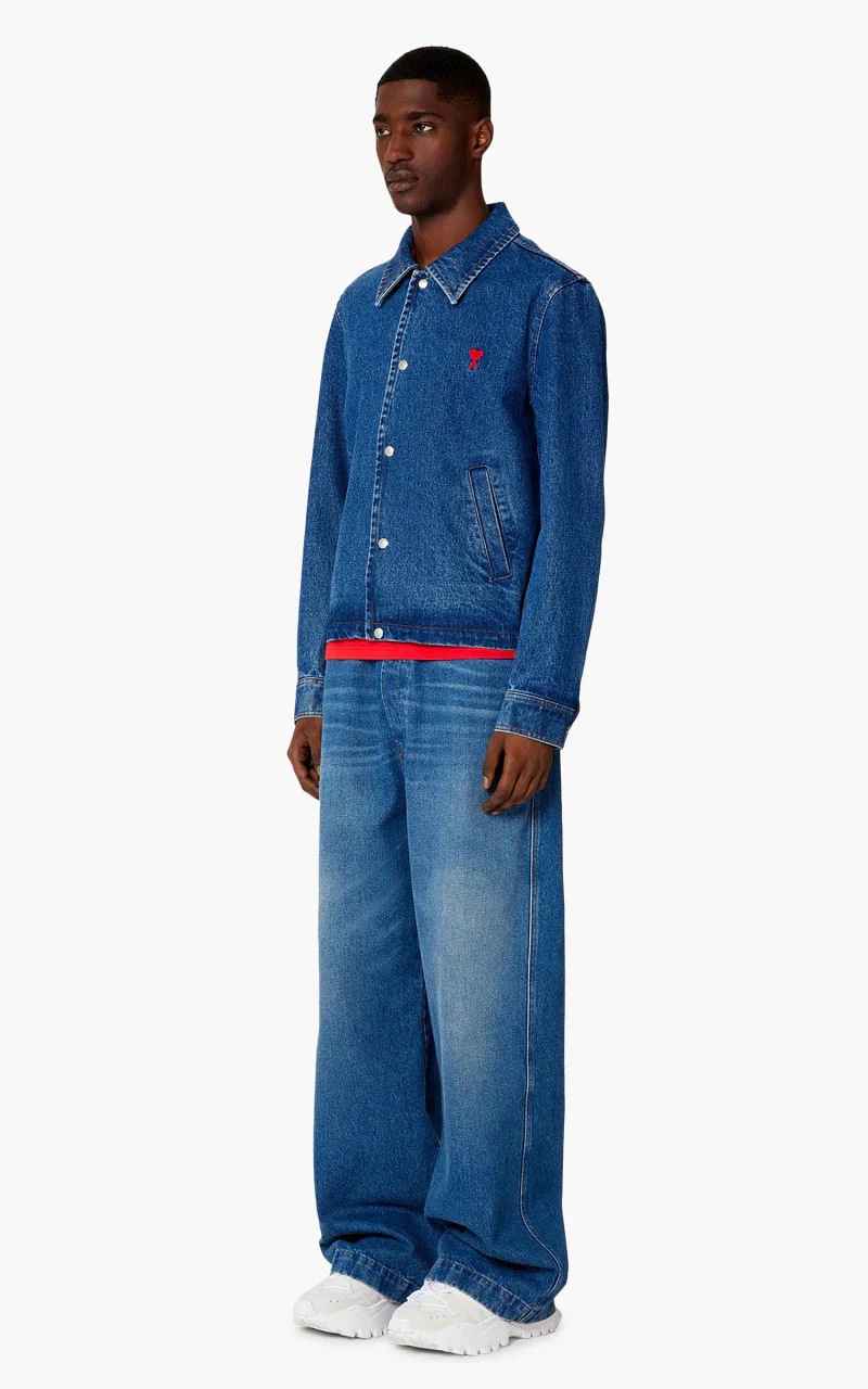 AMI Paris Ami De Coeur Buttoned Denim Jacket Used Blue - Image 5