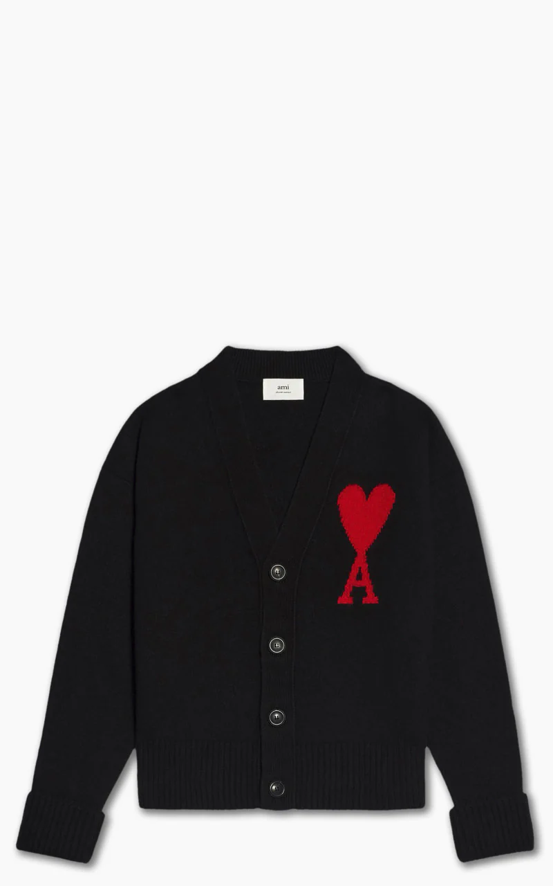 AMI Paris Ami De Coeur Cardigan Black/Red