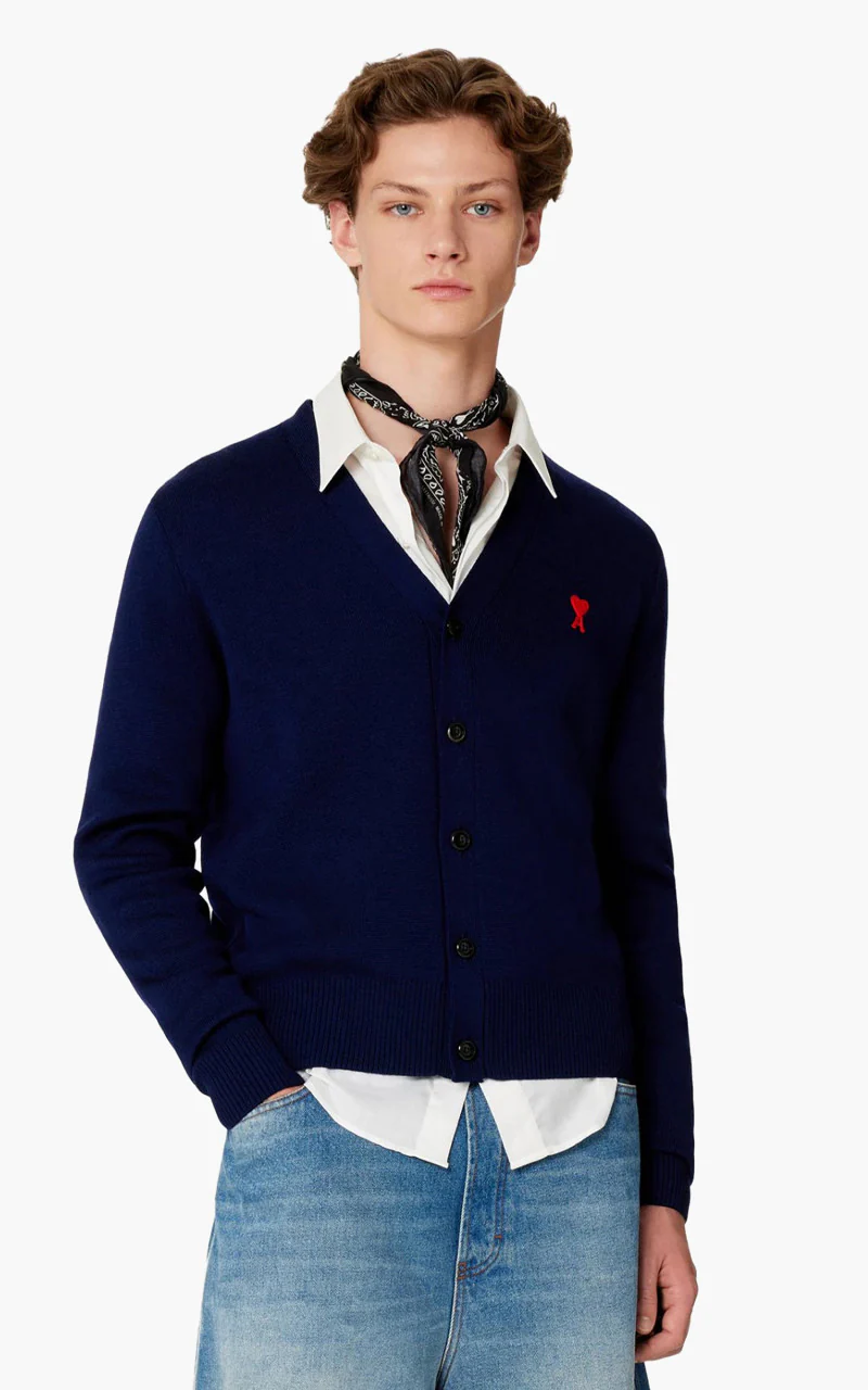AMI Paris Ami De Coeur Cardigan Nautic Blue - Image 3