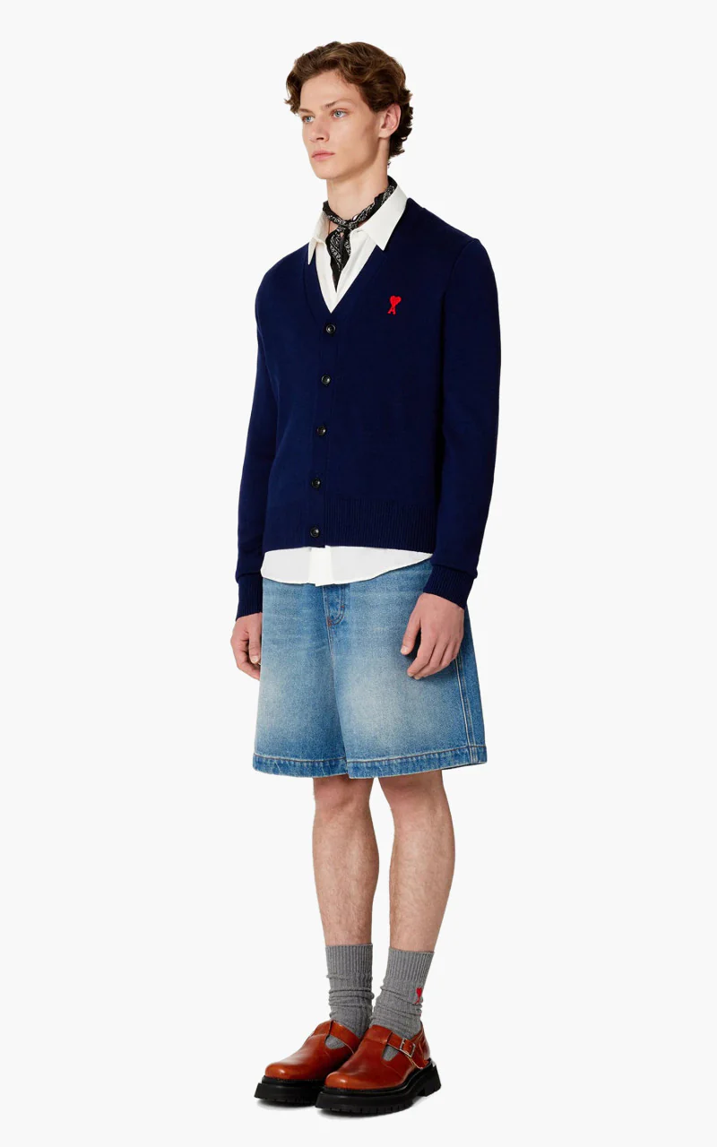 AMI Paris Ami De Coeur Cardigan Nautic Blue - Image 4