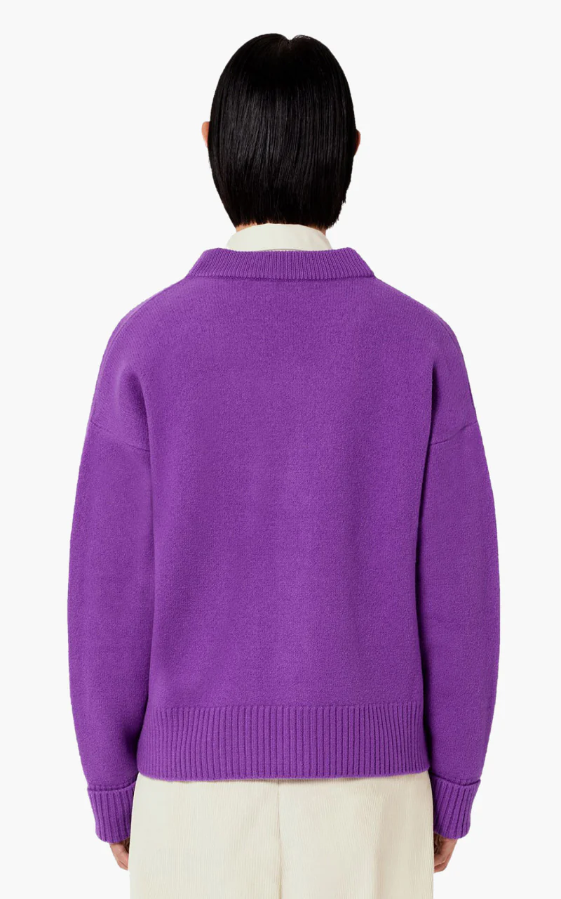 AMI Paris Ami De Coeur Cardigan Purple/Black - Image 4