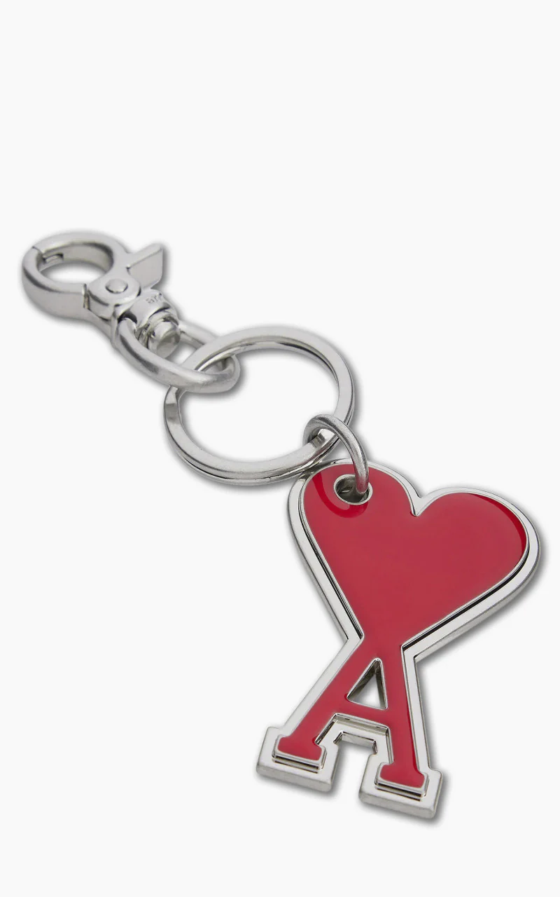 AMI Paris Ami De Coeur Chain Keyring Scarlet Red - Image 2