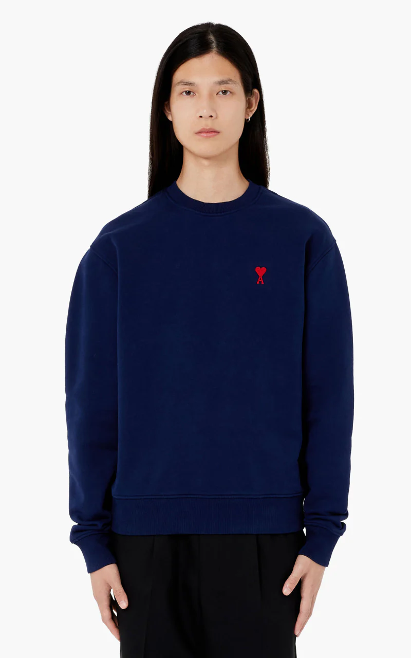 AMI Paris Ami De Coeur Crewneck Sweatshirt Nautic Blue - Image 2